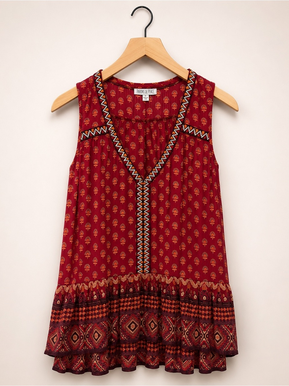 Patrons of Peace Red Sleeveless V-Neck Tank (311)